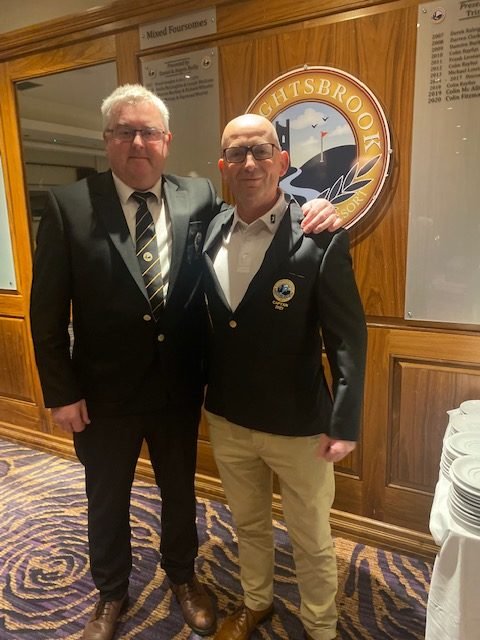 Alan Codd presented with 2023 Captain's Blazer by outgoing Captain Raymond Murray
